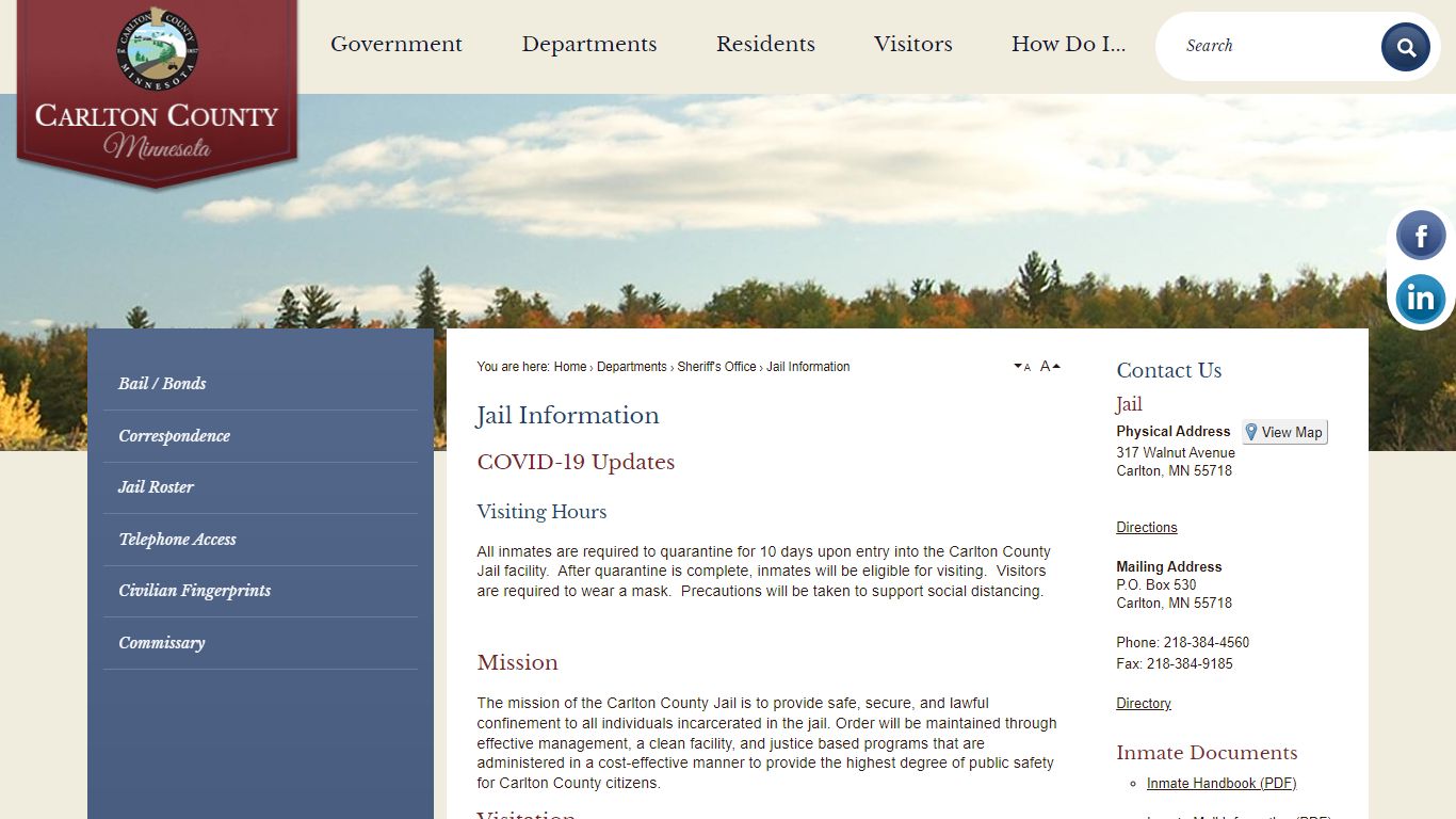 Jail Information | Carlton County, MN