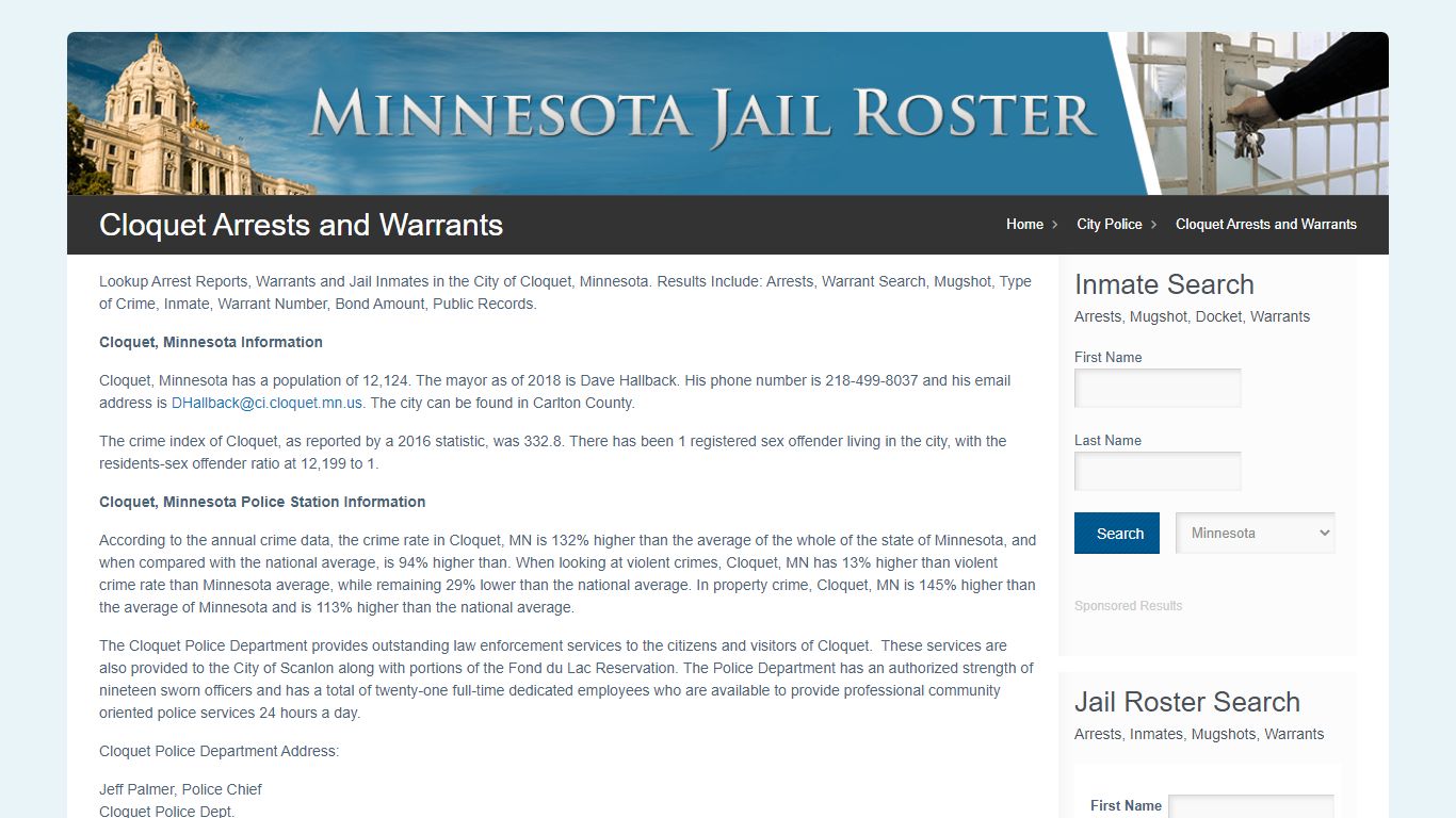 Cloquet Arrests and Warrants | Jail Roster Search